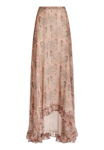 ETRO palm tree-print silk maxi skirt - Rosa