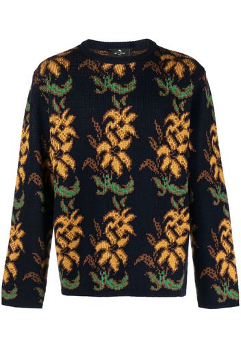 ETRO floral intarsia-knit wool jumper - Blu