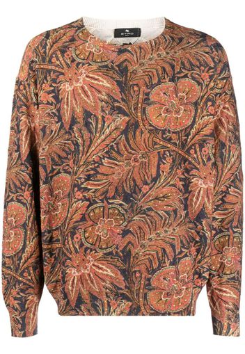 ETRO botanical-print cotton-blend sweatshirt - Rosso