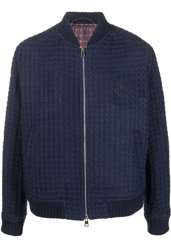 ETRO basket-weave zip-up jacket - Blu