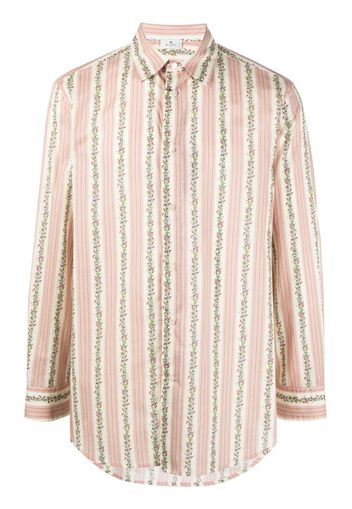 ETRO floral-print striped cotton shirt - Rosa