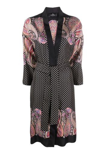 ETRO polka-dot print silk midi coat - Nero