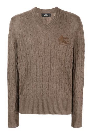 ETRO logo-embroidered cashmere jumper - Marrone