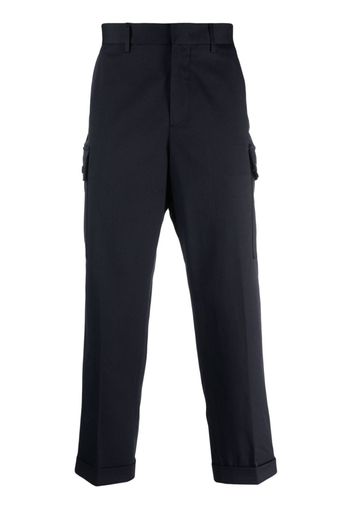 ETRO Pegaso-motif cropped cargo trousers - Blu