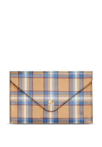 ETRO Pegaso-motif leather pouch - Marrone