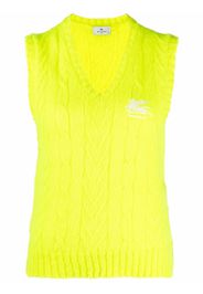 ETRO embroidered-logo cable-knit vest - Giallo