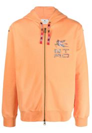 ETRO logo-debossed zip-up hoodie - Arancione