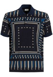 ETRO geometric-print cotton polo shirt - Blu