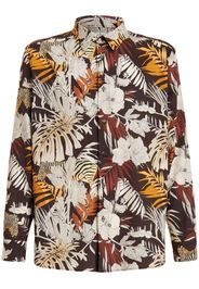 ETRO leaf-print long-sleeve shirt - Marrone