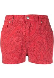 ETRO paisley-print denim shorts - Rosso