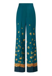 ETRO floral-print silk palazzo pants - Blu