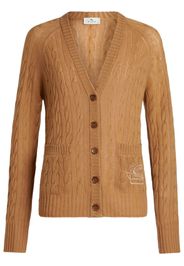 ETRO Pegaso-motif cable-knit cardigan - Marrone