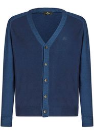 ETRO logo-embroidered virgin-wool cardigan - Blu