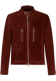 ETRO logo-embroidered suede coat - Rosso