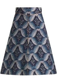 ETRO floral-embroidery jacquard denim skirt - Blu