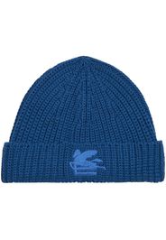 ETRO Pegaso motif-embroidered wool beanie - Blu