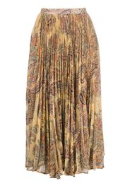 ETRO paisley-print pleated silk midi skirt - Toni neutri