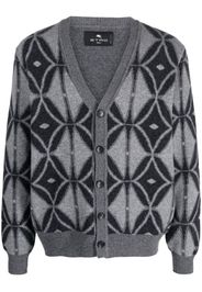 ETRO patterned-jacquard knit wool cardigan - Grigio