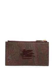 ETRO logo-embroidered jacquard leather wallet - Rosso