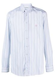 ETRO logo-embroidered striped cotton shirt - Blu