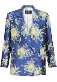 ETRO floral-jacquard double-breastred blazer - Blu