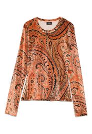 ETRO paisley-print velvet top - Toni neutri