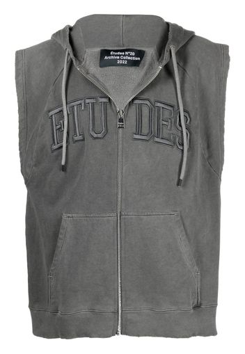 Etudes logo zipped sleeveless hoodie - Nero