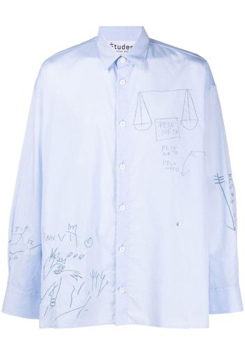 Etudes doodle-print button-up shirt - Blu