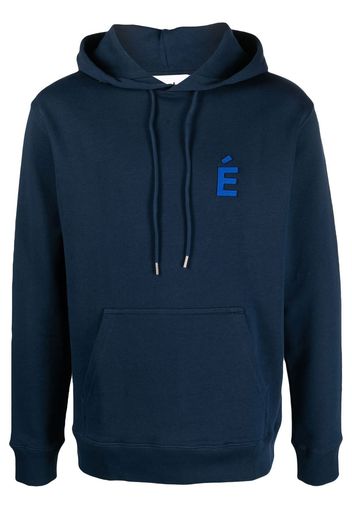 Etudes logo-patch organic cotton hoodie - Blu