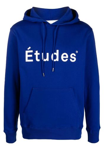 Etudes logo-print organic cotton hoodie - Blu