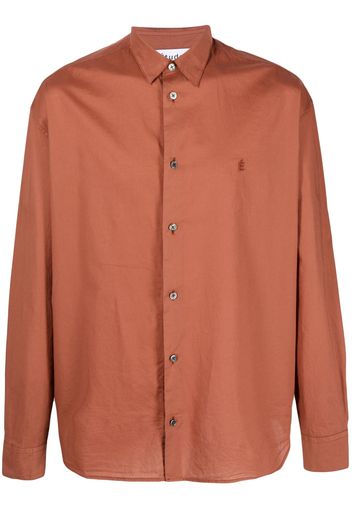 Etudes logo-embroidery long-sleeve shirt - Marrone