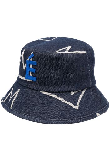 Etudes crown-print organic-cotton bucket hat - Blu