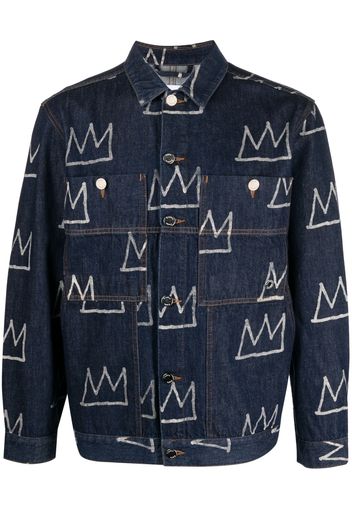 Etudes crown-print denim jacket - Blu