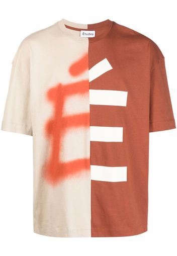 Etudes logo-print two-tone T-shirt - Toni neutri