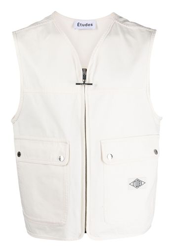 Etudes zip-up cotton gilet - Bianco