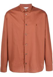 Etudes logo-embroidery long-sleeve shirt - Marrone