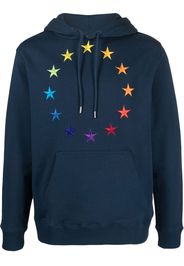 Etudes circular-embroidered cotton hoodie - Blu