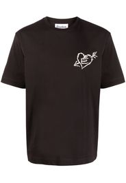 Etudes heart motif-embroidery organic cotton T-shirt - Marrone