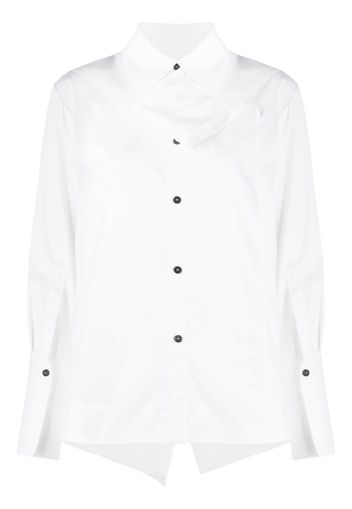 draped-front long sleeved shirt