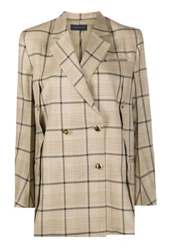 buttoned-vent double breasted check blazer