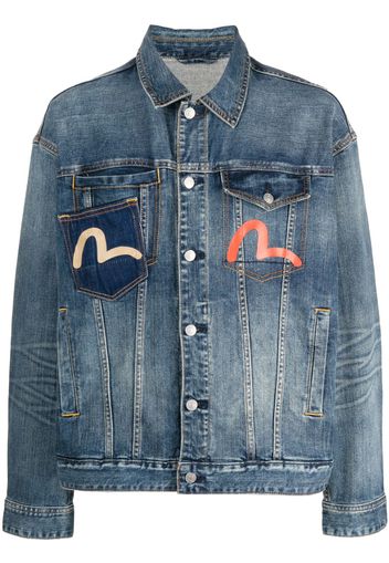 EVISU seagull-print denim jacket - Blu