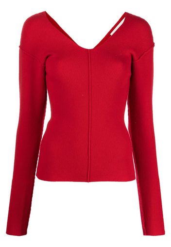 extreme cashmere V-neck-back knitted jumper - Rosso