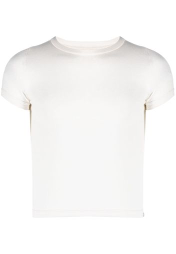 extreme cashmere rainbow-stitch fine-ribbed T-shirt - Bianco