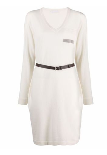 Fabiana Filippi belted wool-blend jumper dress - Bianco