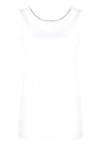 Fabiana Filippi embellished contrasting trim tank - Bianco