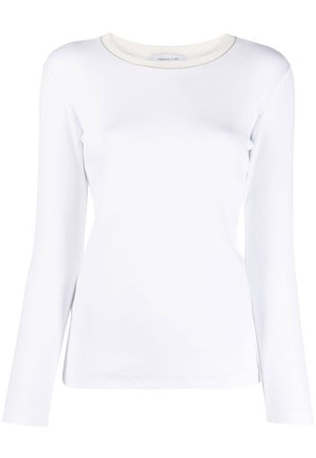 Fabiana Filippi contrast-collar long-sleeve T-shirt - Bianco