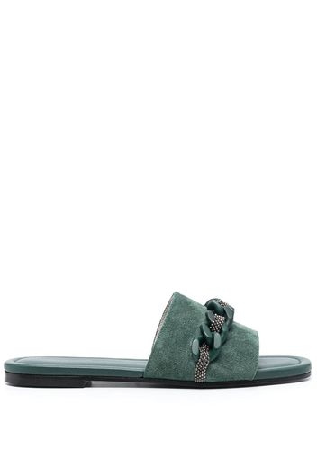 Fabiana Filippi 15mm open-toe suede slides - Verde