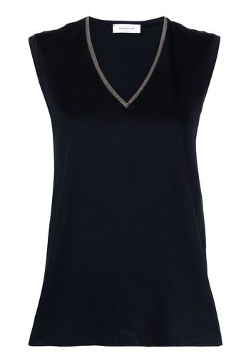 Fabiana Filippi bead-embellished V-neck top - Blu