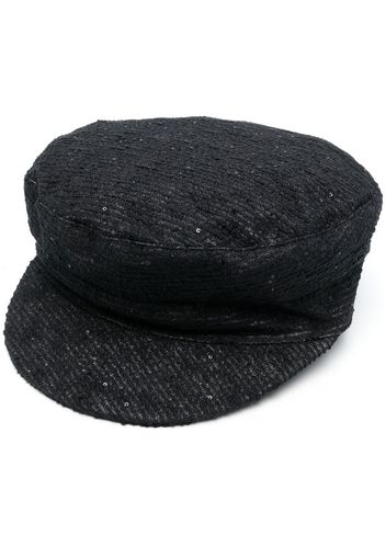 Fabiana Filippi Cappello baker boy con paillettes - Nero