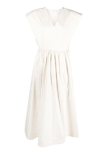 Fabiana Filippi stripe-print V-neck dress - Bianco